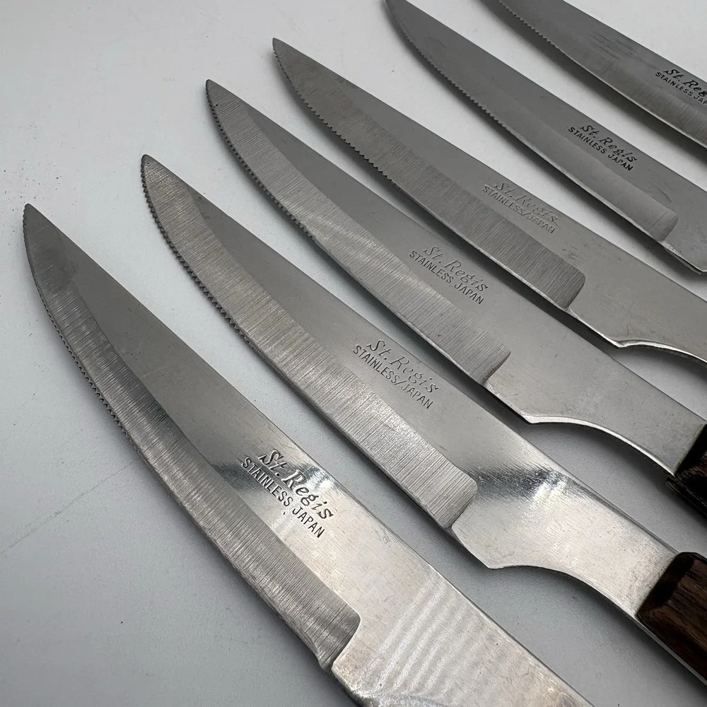 6 St. Regis Stainless Steel Steak‎ Knives Japan Retro MCM Design